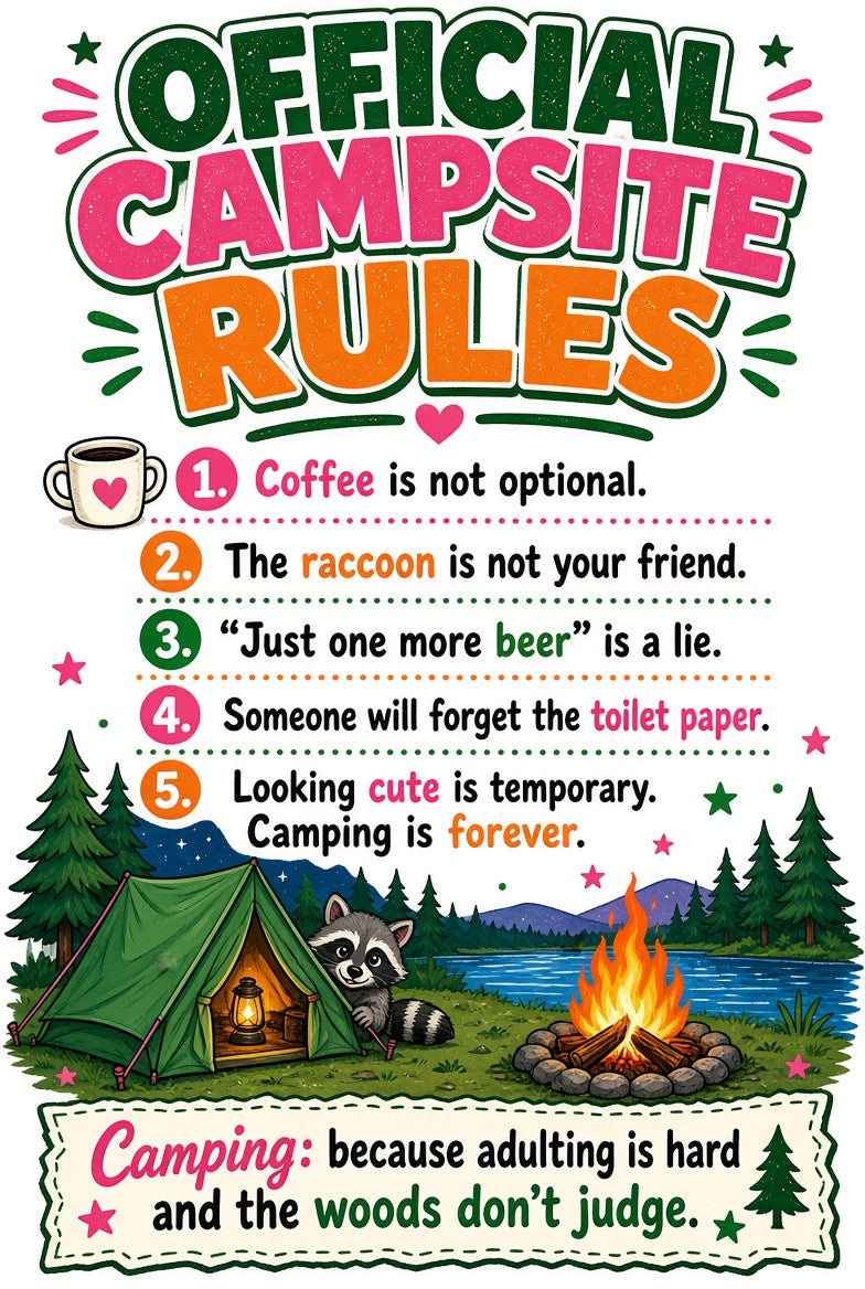 Official Campsite Rules | Free Silly Camper Poster